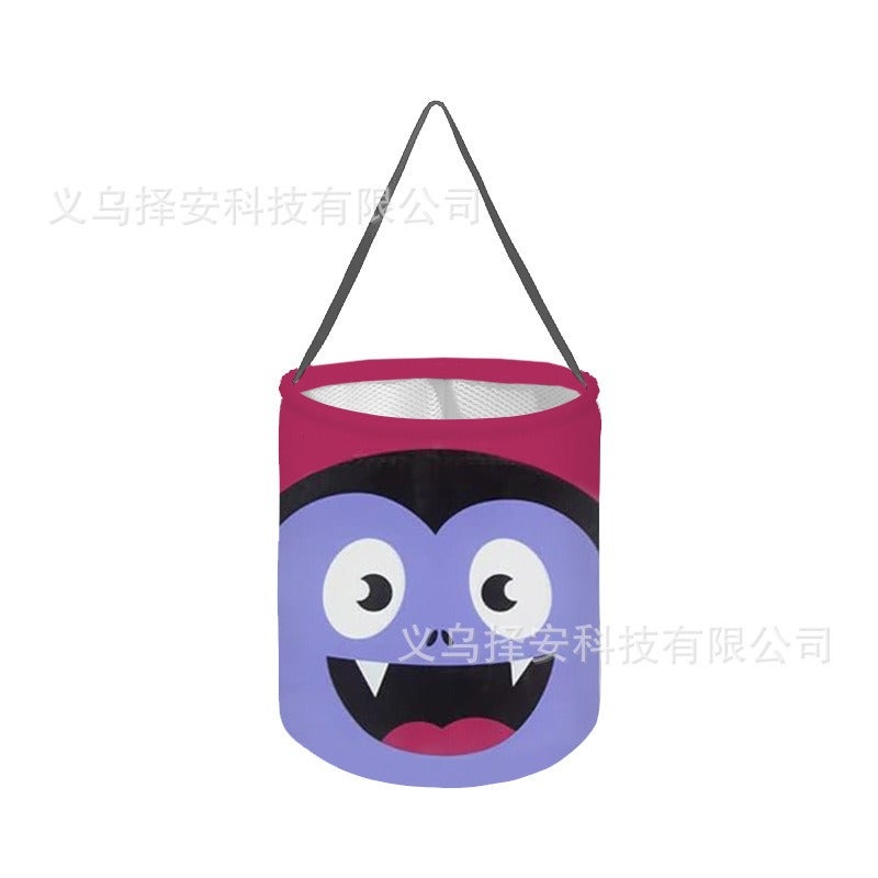 Ze An Halloween Candy Bucket with Pumpkin Ghost Design, LED Light-Up Trick-or-Treat Bag for Children's Day - Image 1