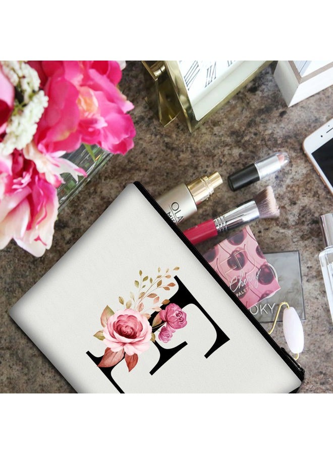 Vavabox A-Z Personalized Makeup Bag, Birthday Gifts for Women Mom, Gifts for Best Friend, Bride Bridesmaid Cosmetic bag (E, White) - Image 4