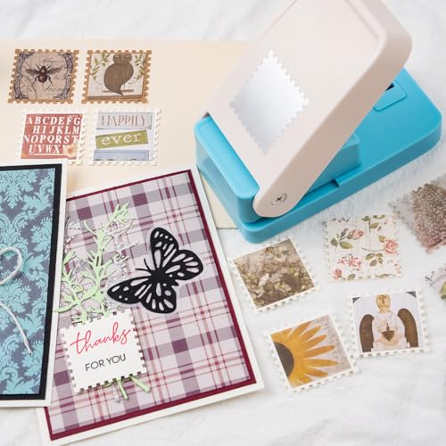 CYFUN DESIGN 2 Pcs Stamp Punch, 1 inch Square Stamp Punches & 1.5 Large Squares Postage Stamps Punches, Square Puncher, Stamps Cutter, Stamphole Puncher, 1 inch Squares Punch for Paper Crafts DIY Scrapbooking - Image 2