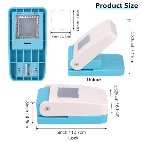 CYFUN DESIGN 2 Pcs Stamp Punch, 1 inch Square Stamp Punches & 1.5 Large Squares Postage Stamps Punches, Square Puncher, Stamps Cutter, Stamphole Puncher, 1 inch Squares Punch for Paper Crafts DIY Scrapbooking - Image 3