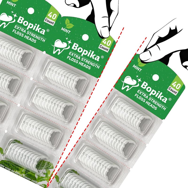 Bopika Extra Strength Floss Heads, Mint Flavor, 120 Count (3 Packs of 40) - Image 2