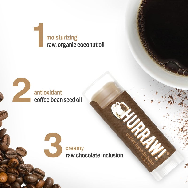Hurraw! Coffee Bean Lip Balm, 3 Pack: Organic, Certified Vegan, Cruelty and Gluten Free. Non-GMO, 100% Natural Ingredients. Bee, Shea, Soy and Palm Free. Made in USA - Image 3