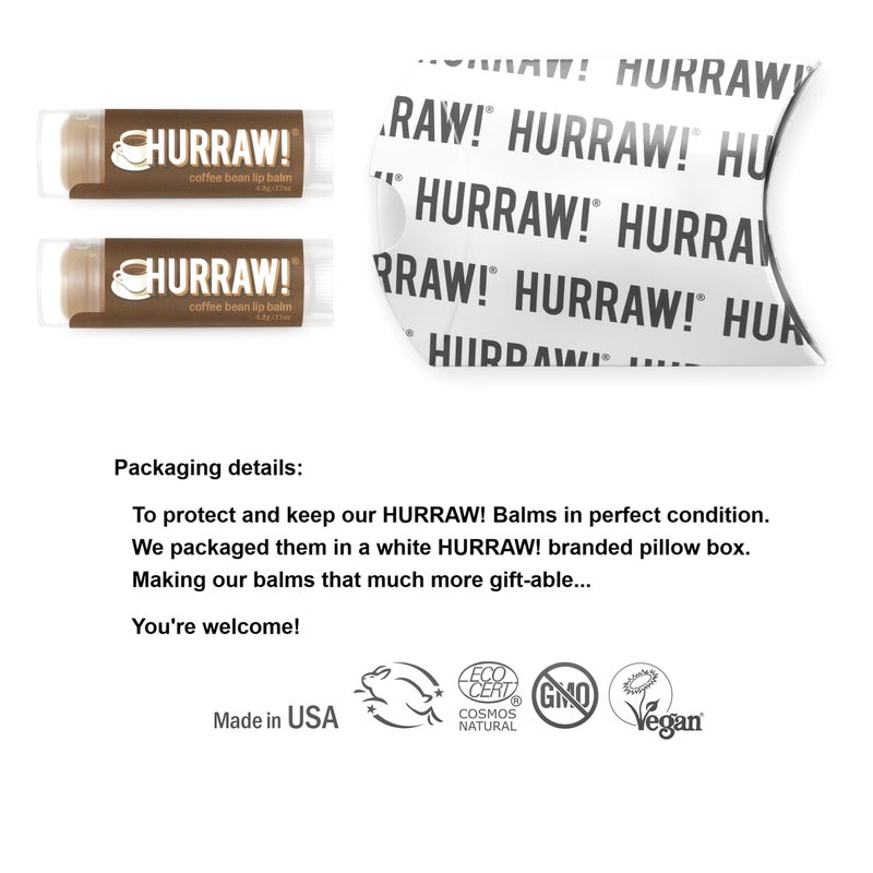 Hurraw! Coffee Bean Lip Balm, 3 Pack: Organic, Certified Vegan, Cruelty and Gluten Free. Non-GMO, 100% Natural Ingredients. Bee, Shea, Soy and Palm Free. Made in USA - Image 2