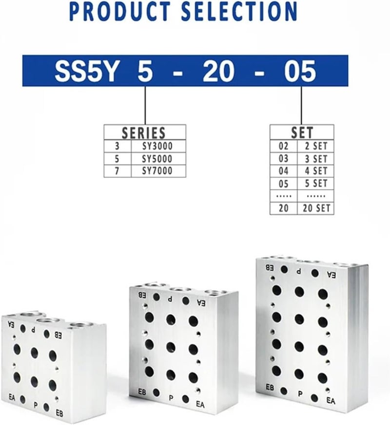 صمامات كهرومغناطيسية من نوع Manifold SS5Y5 SY3120 SY5120 SY7120 لنظام تصريف الهواء بقاعدة هوائية، مزودة بواشرات (3F، SY7120) - Image 3