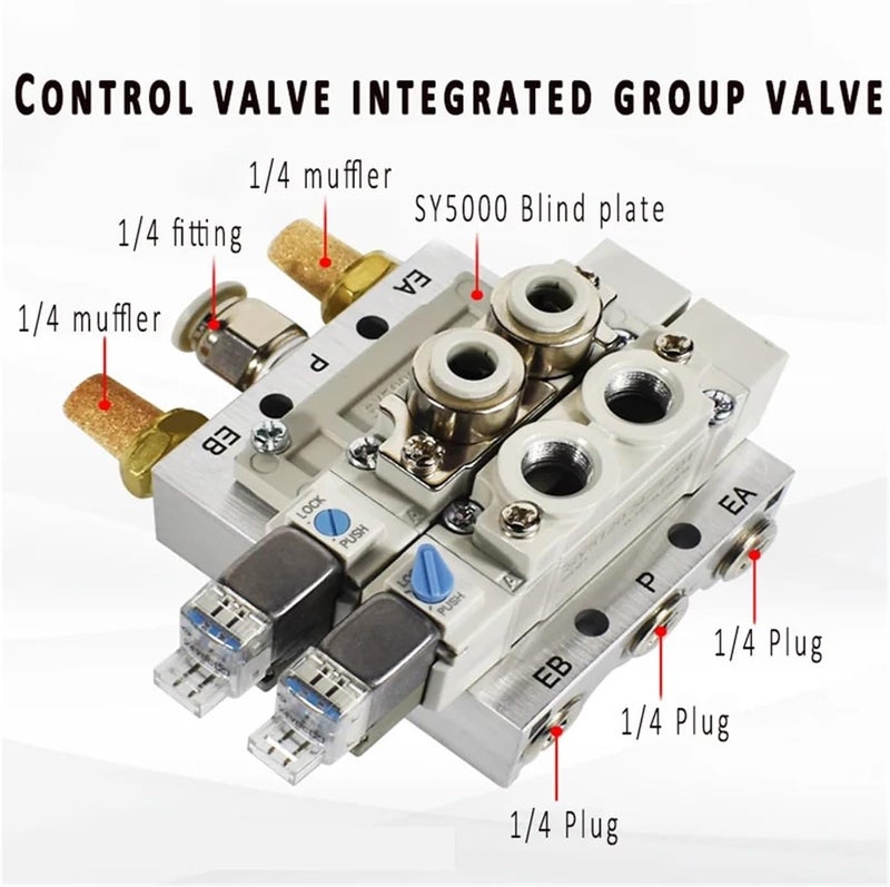 صمامات كهرومغناطيسية من نوع Manifold SS5Y5 SY3120 SY5120 SY7120 لنظام تصريف الهواء بقاعدة هوائية، مزودة بواشرات (3F، SY7120) - Image 5