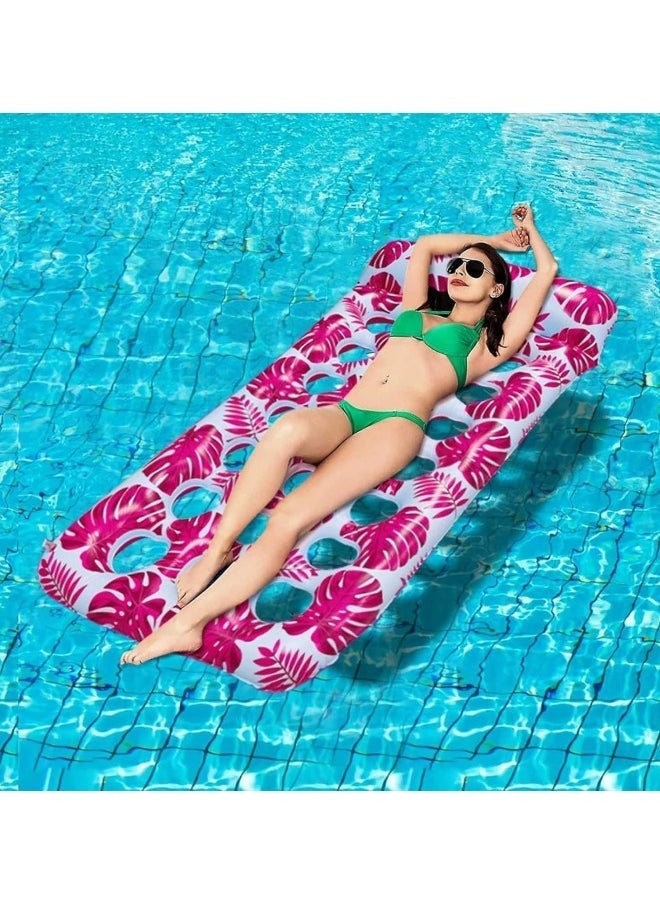 GGEROU - Pool Lounger Float,Water Lounger Pool Chair Lounge,Inflatable Pool Hammock Float 21-Cooling Holes, Floating Mat Swimming Pool Floats Toys Pink - Image 1