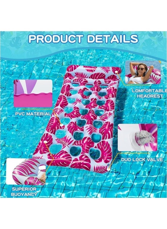 GGEROU - Pool Lounger Float,Water Lounger Pool Chair Lounge,Inflatable Pool Hammock Float 21-Cooling Holes, Floating Mat Swimming Pool Floats Toys Pink - Image 1