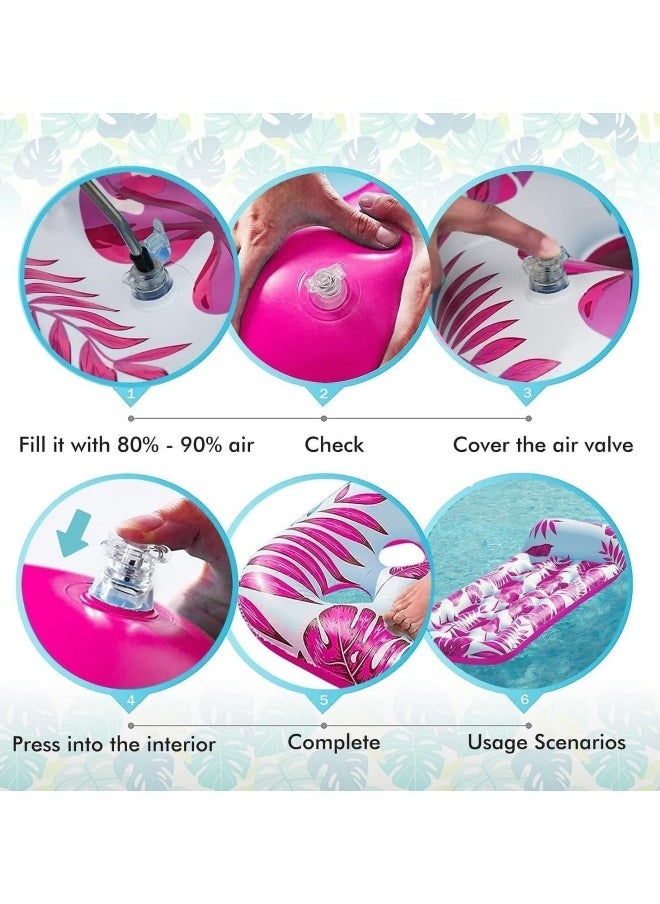 GGEROU - Pool Lounger Float,Water Lounger Pool Chair Lounge,Inflatable Pool Hammock Float 21-Cooling Holes, Floating Mat Swimming Pool Floats Toys Pink - Image 1