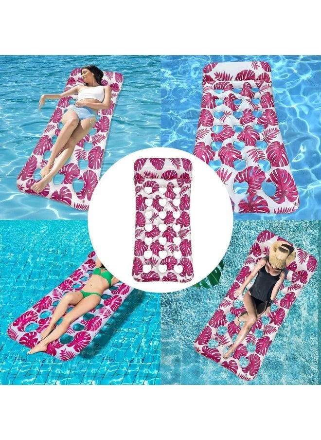 GGEROU - Pool Lounger Float,Water Lounger Pool Chair Lounge,Inflatable Pool Hammock Float 21-Cooling Holes, Floating Mat Swimming Pool Floats Toys Pink - Image 1