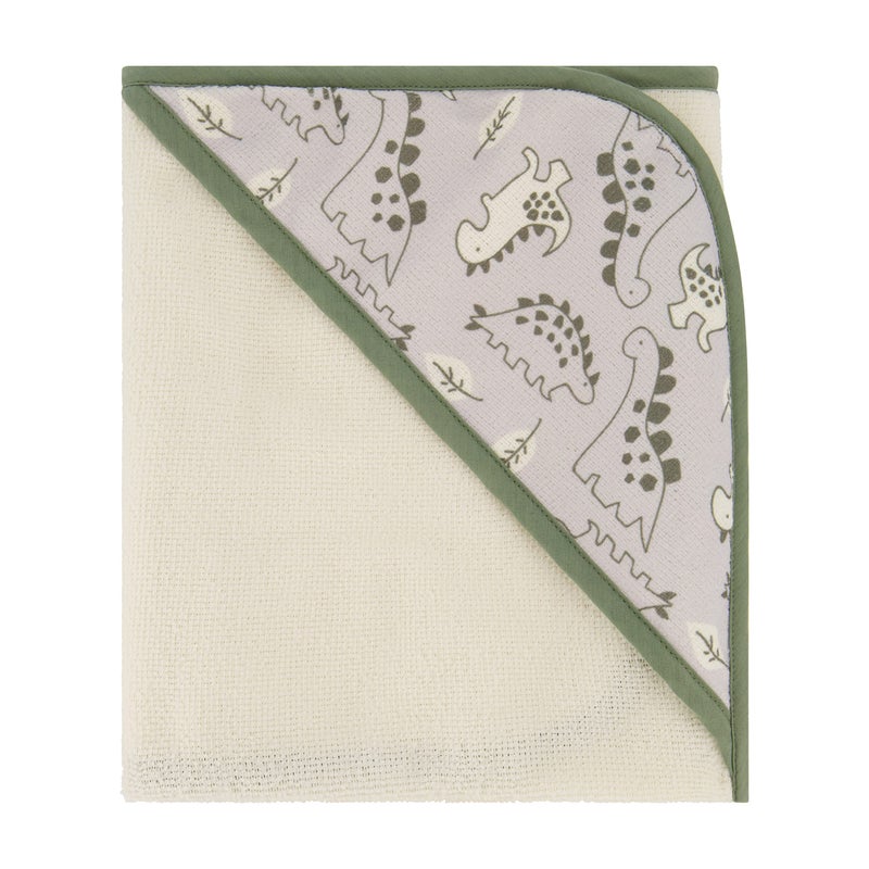 Cudlie Buttons & Stitches Baby Boy 3 Pack Rolled/Carded Hooded Towels in Dino Roar Print (GS71721) - Image 3