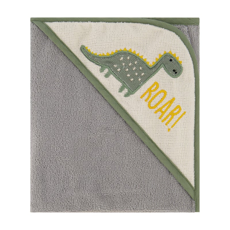 Cudlie Buttons & Stitches Baby Boy 3 Pack Rolled/Carded Hooded Towels in Dino Roar Print (GS71721) - Image 4
