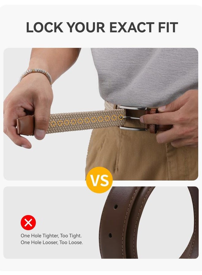 CHAOREN Mens Stretch Belt - 1 3/8" Elastic Braided Golf Belt for Men - Stretchy Web Fit Summer Casual Jeans, Coal Black, 30"-34"Waist Adjustable - Image 3