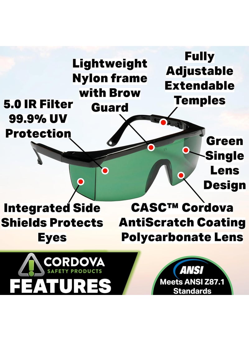 Cordova Cordova EJBIRUV5 Retriever Welders Glasses Black Frame 50 IR Green Lens 1Pack  - Image 2