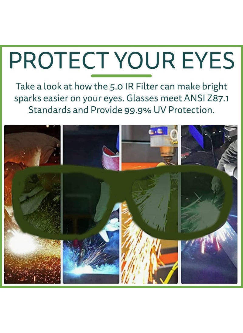 Cordova Cordova EJBIRUV5 Retriever Welders Glasses Black Frame 50 IR Green Lens 1Pack  - Image 5