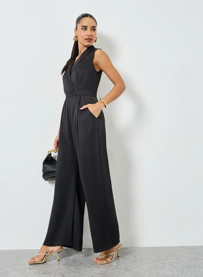 Black Sleeveless Wide Leg Jumpsuit