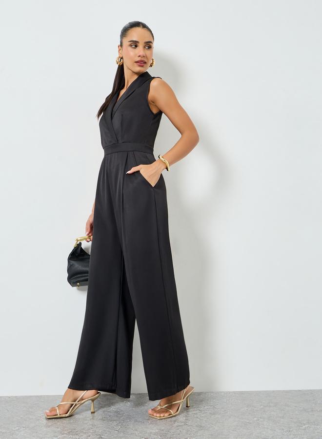 Styli Black Sleeveless Wide Leg Jumpsuit - Image 1