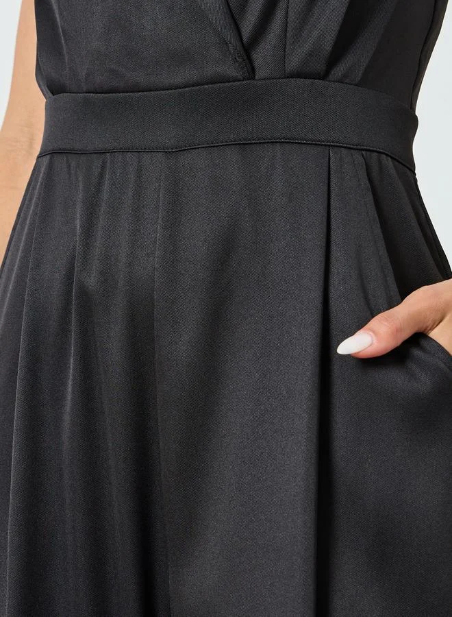 Styli  Black Sleeveless Wide Leg Jumpsuit for Women | Best Price UAE