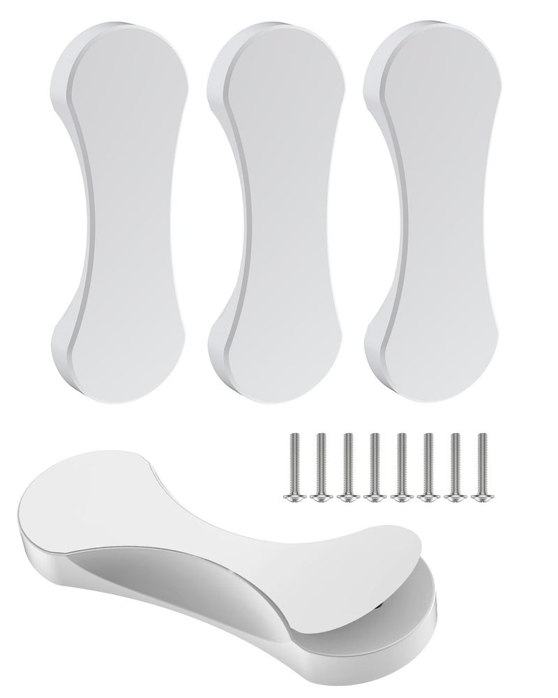 Mebantoo 4 Pack Adhesive Cabinet Handles, 3 Inch Self-Stick Knobs, Barn Door & Finger Pulls For Closets, Sliding Shower Glass Doors, Wardrobes, Drawers, Windows (4, White) - Image 1