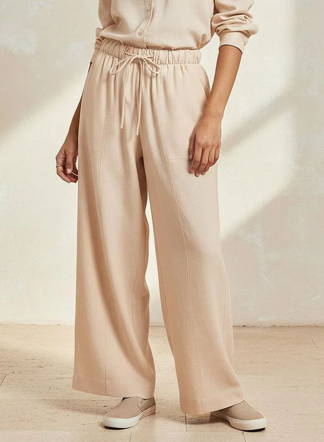 سبلاش فيڤ Wide Leg Flexi Waist Cut and Sew Linen Blend Pants