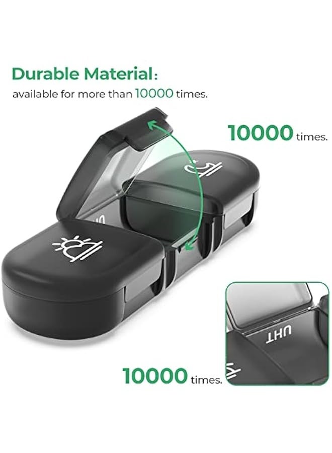 NIBEMINENT SHOWAY Weekly 3 Times a Day Portable Travel Pill Box with Large Pill Containers (Black) - Image 5