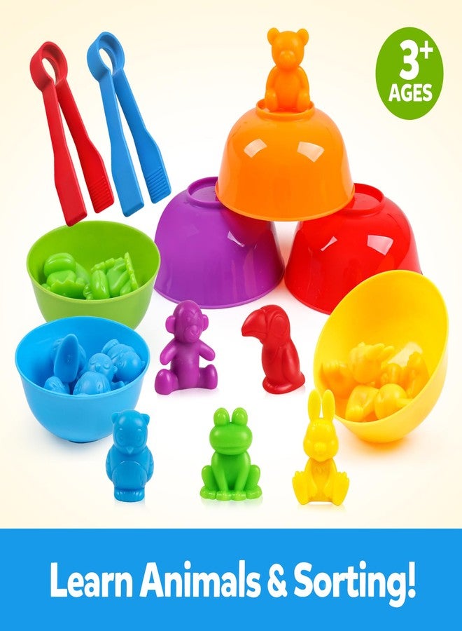 GKDOMS Counting Animals Toys Matching Game with Sorting Bowls Preschool Learning Activities Montessori Sensory Toys for Math Color Sorting, Party Favors Birthday Exchange Gifts for Kids - Image 2