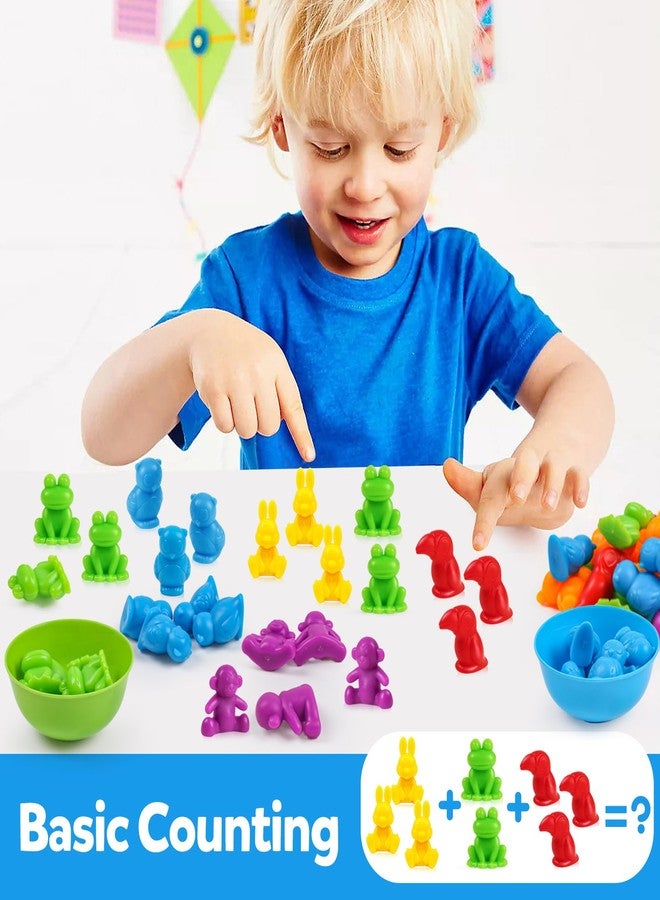 GKDOMS Counting Animals Toys Matching Game with Sorting Bowls Preschool Learning Activities Montessori Sensory Toys for Math Color Sorting, Party Favors Birthday Exchange Gifts for Kids - Image 4