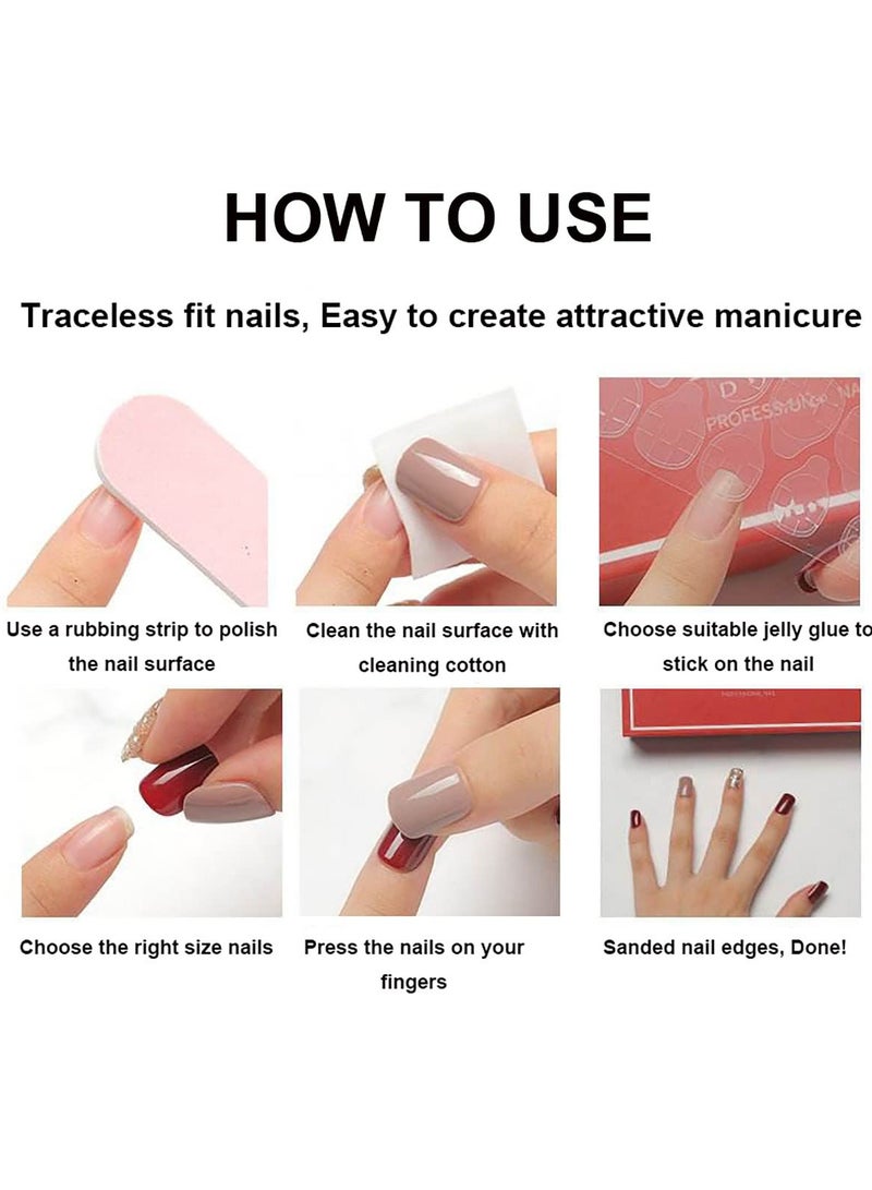 SYOSI 24 Pcs Star Press on Nails Medium French Tip Fake Nails Almond Shape Acrylic Nails with Rhinestones Designs Full Cover White Nail Tips False Nails Artificial Glossy Glue on Nails  - Image 3