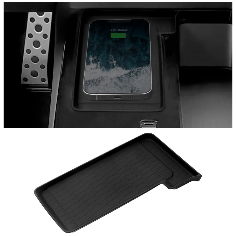 Bercicci Wireless Charging AntiSlip Mat Compatible with Toyota 2025 2026 Camry Accessories Black Silicone Material Center Console Liner Organizer Protective Pad - Image 3