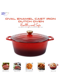Enameled Cast Iron Oval Casserole Dish with Lid - 4.25 Quart Enamel Oval Cookware Pot - Enameled Cast Iron Dutch Oven with Lid