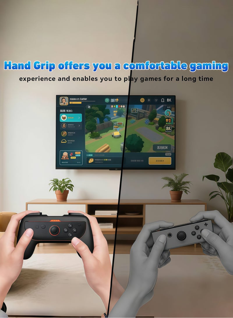 CoolRabbie Grip for Nintendo Switch 2/1 Joy-Con, Joycon Grips for NS2/NS/OLED, Non-Slip 2-Pack Black, With 6 Pcs Thumb Grip Caps for Joy-Con 2 Controllers - Image 4