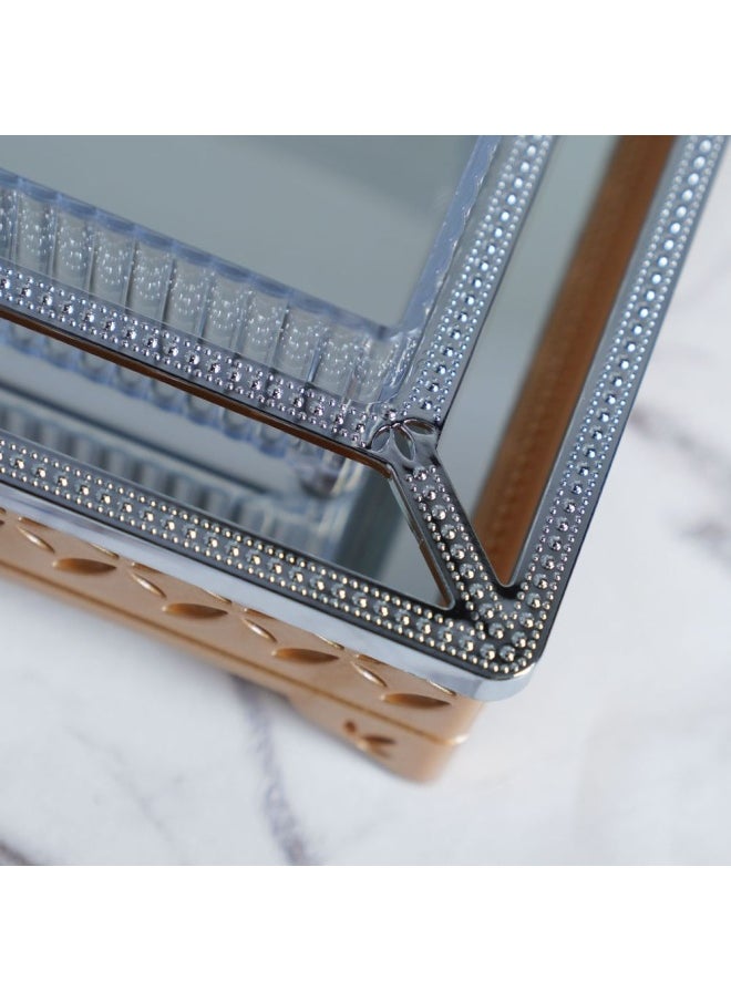 DANUBE HOME Quartz Premium Crystal Serving Platter Gold 28.7 x 28.7 x 15Cm  - Image 2