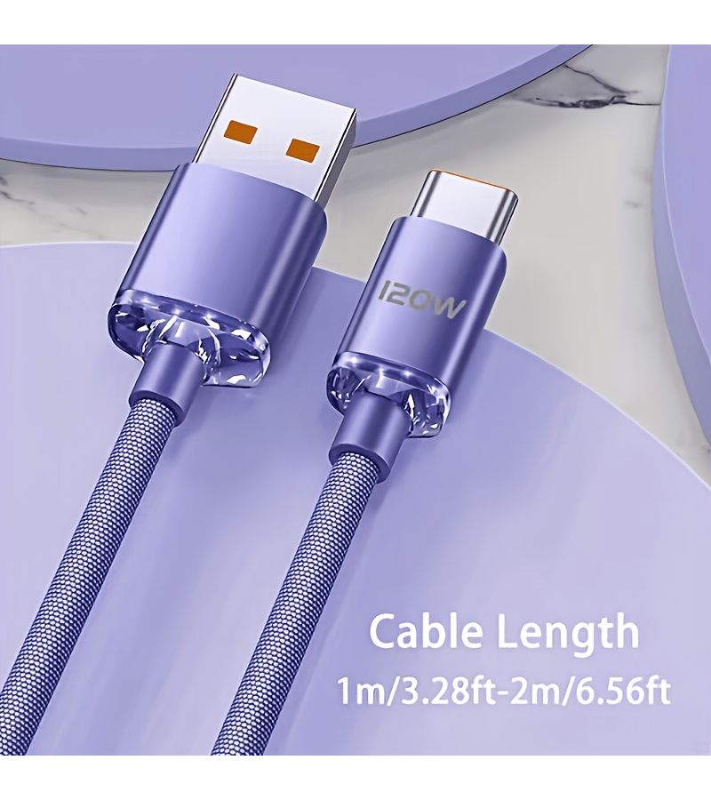 1.5M 120W Super Fast USB Type C Cable for Samsung Redmi Xiaomi Huawei Mobile Phone Blue - Image 4