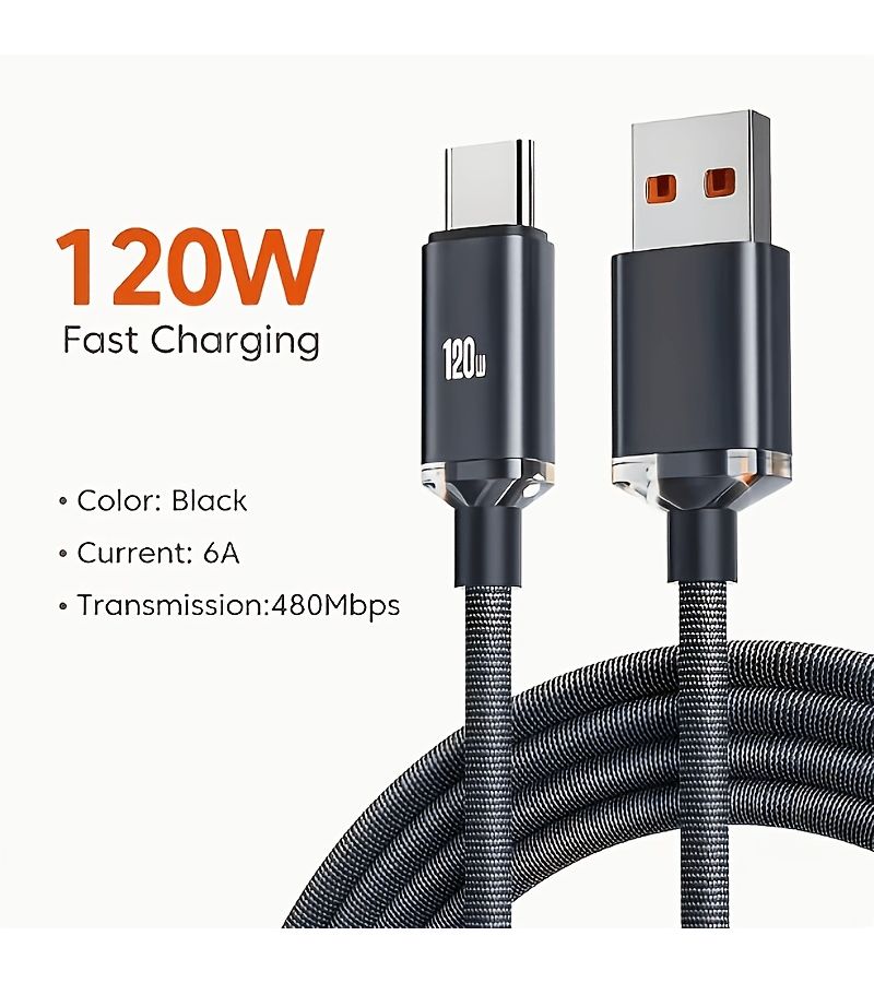 1.5M 120W Super Fast USB Type C Cable for Samsung Redmi Xiaomi Huawei Mobile Phone Blue - Image 2