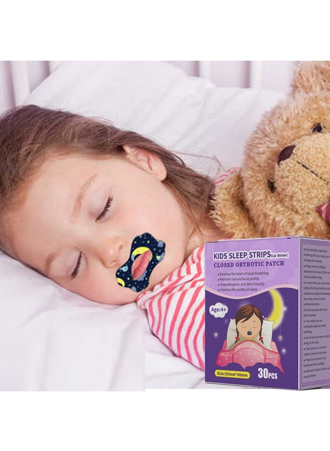 30 Pcs Kids Sleep Strips -  Orthotic Patch, Kid ​Sleep Patch Gentle Mouth Band Reduces Mouth Breathing Improves Nighttime Sleep and Provides Immediate Snoring Relief  #Size: 55mm*40m - Image 1