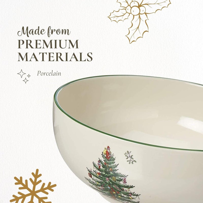 Spode Christmas Tree 55Inch Fruit Salad Bowl  Versatile Earthenware Bowl for Cereal Dessert Holiday Treats  Classic Christmas Tableware  Dishwasher Microwave Freezer Oven Safe - Image 4