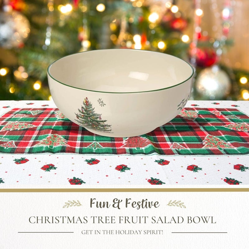Spode Christmas Tree 55Inch Fruit Salad Bowl  Versatile Earthenware Bowl for Cereal Dessert Holiday Treats  Classic Christmas Tableware  Dishwasher Microwave Freezer Oven Safe - Image 2