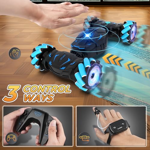 Vmiya Gesture Sensing RC Stunt Car Toys for Boys 68 Gifts for Boys 6 7 8 9 10 11 12 Birthday Gifts for Boys Remote Control Car for Boys 812 360 Rotate 4WD OffRoad with Lights Music Spray - Image 5