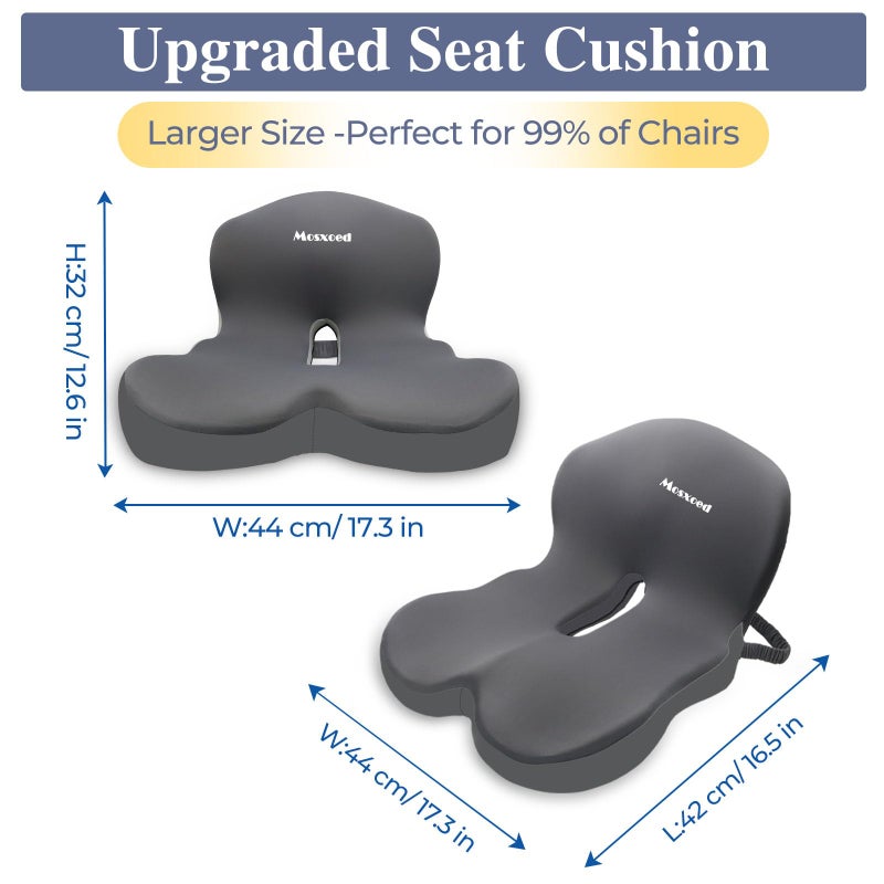 Mosxoed Memory Foam Seat Cushion for Sciatica & Back Pain Relief - Ergonomic Chair Pad with Adjustable Strap & Supportive Comfort Cover, Non-Slip for Car, Truck, Office Chair - Dark Gray - Image 5