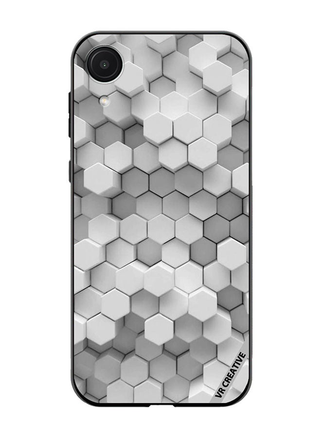 VR CREATIVE Protective Case Cover For Samsung Galaxy A03 Core 3D Gray White Honeycombs Brick Wall Stairway Decoration Design Multicolour - Image 1