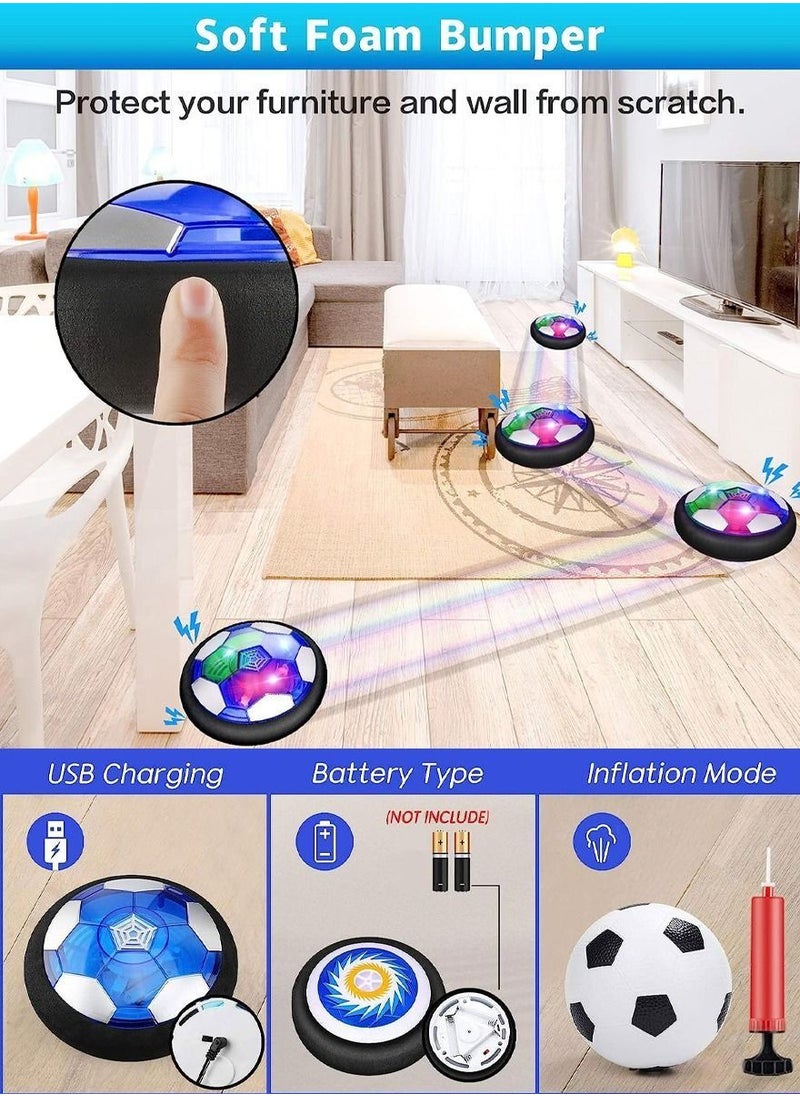 Generic - Hover Soccer Hockey 2 in 1 Ball Game Set for Indoor Outdoor Sports With 2 Goals, Rechargeable Floating Air Soccer Ball with Led Light and Foam Bumper, Football Game Set, Hovering Hockey Game Set - Image 1