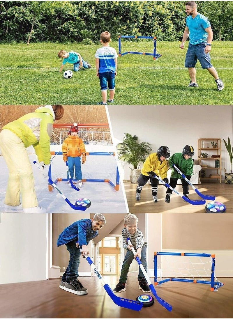 Generic - Hover Soccer Hockey 2 in 1 Ball Game Set for Indoor Outdoor Sports With 2 Goals, Rechargeable Floating Air Soccer Ball with Led Light and Foam Bumper, Football Game Set, Hovering Hockey Game Set - Image 1