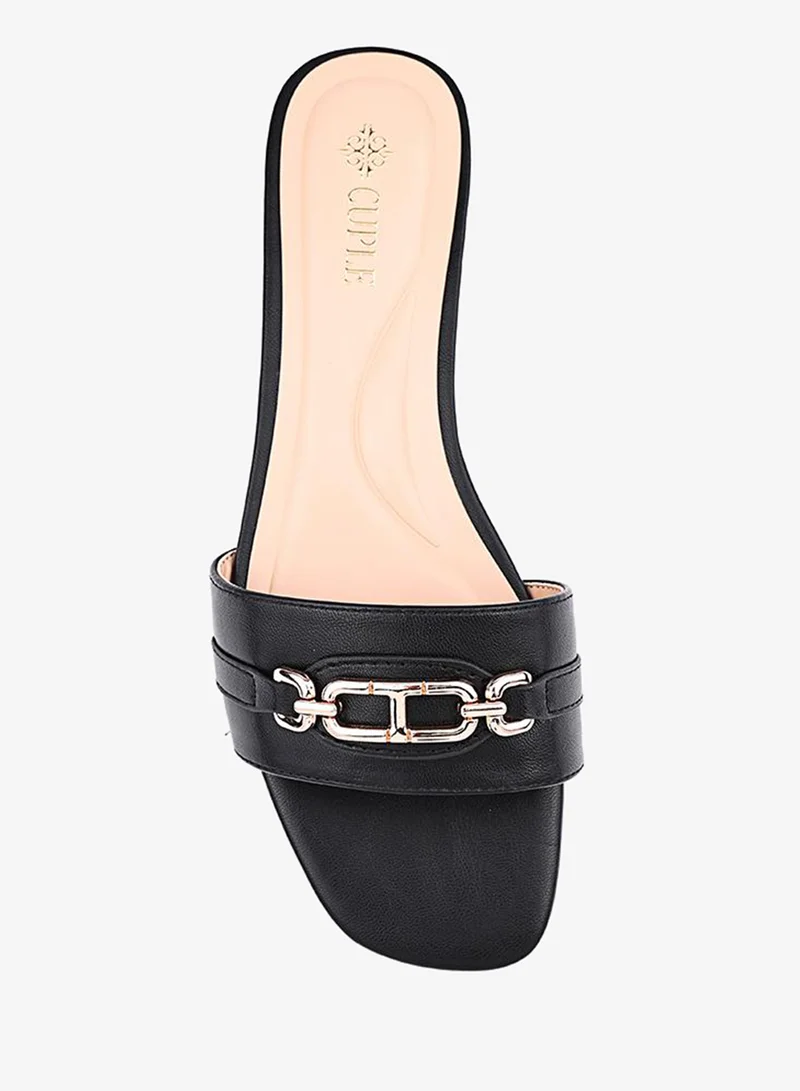 Cuple Black Women Flat Slide Sandals for Women | Best Price UAE
