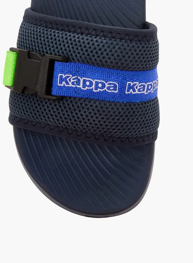 Kappa Boys' Logo Print Slides with Buckle Detail