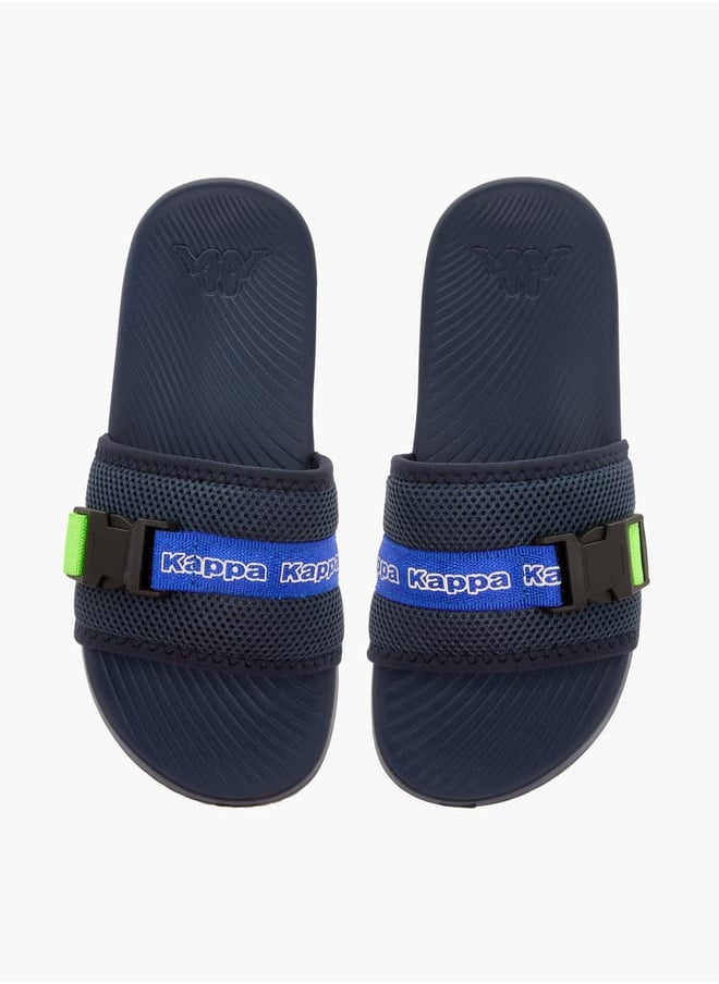 Kappa Boys' Logo Print Slides with Buckle Detail  - Image 1