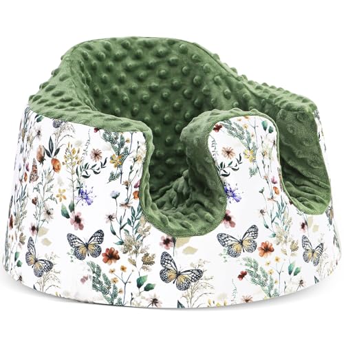 BOMOLOUR Seat Cover Compatible with Bumbo and Nuby Seat Removable Breathable Baby Floor Seat Cover for Boys and Girls Seat Not Included Green Butterfly - Image 1