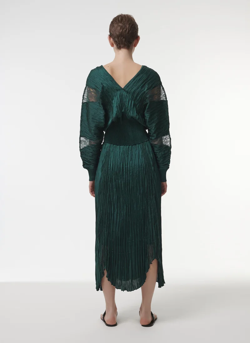 Leem  Lace Inset Plisse Skirt - Shorter Length for Women | Best Price UAE