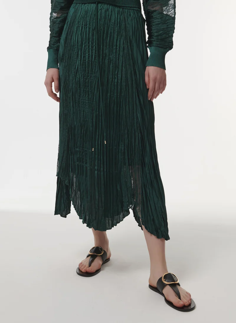 Leem  Lace Inset Plisse Skirt - Shorter Length for Women | Best Price UAE