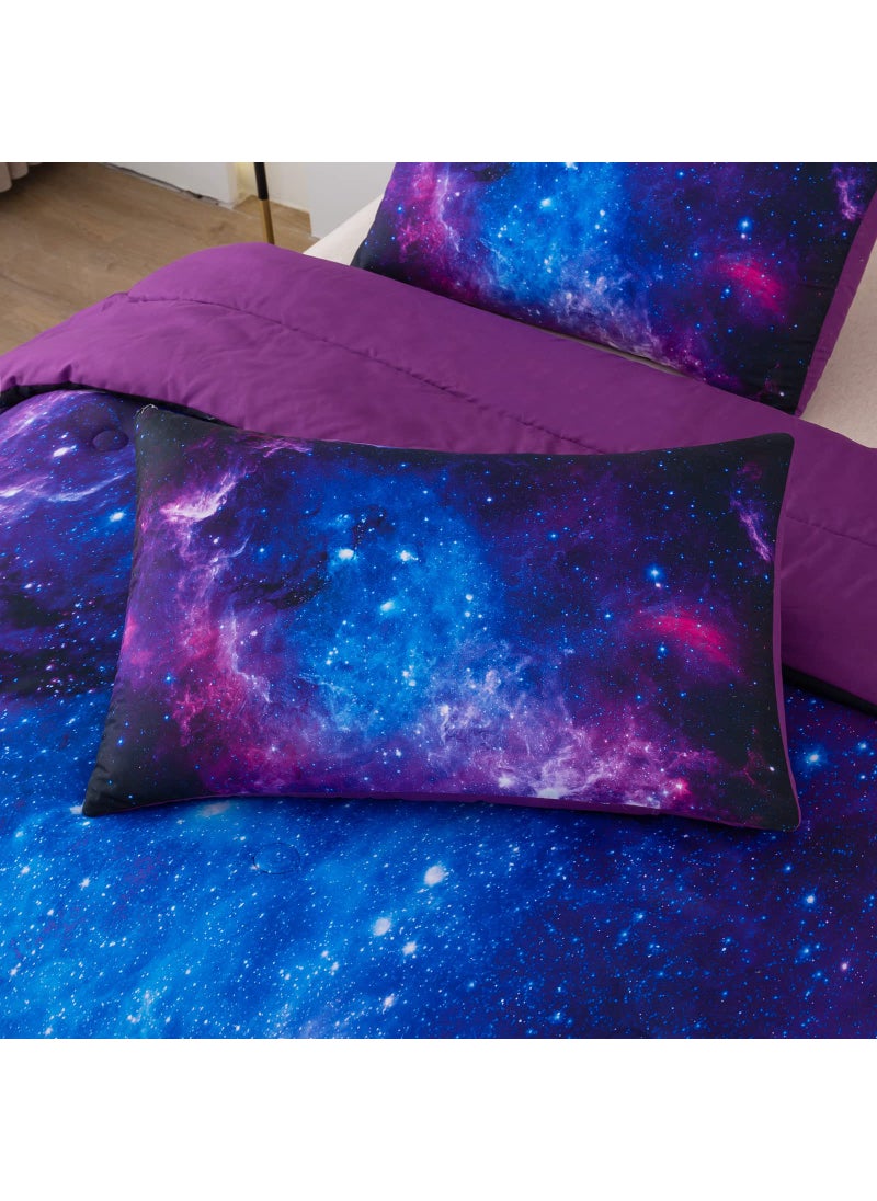 NINENINE NINENINE Galaxy Comforter Space Bedding Set Queen Size for Teen Kids  Girls Purple Comforter Set Printed with 1 Comforter 2Pillowcases  - Image 4