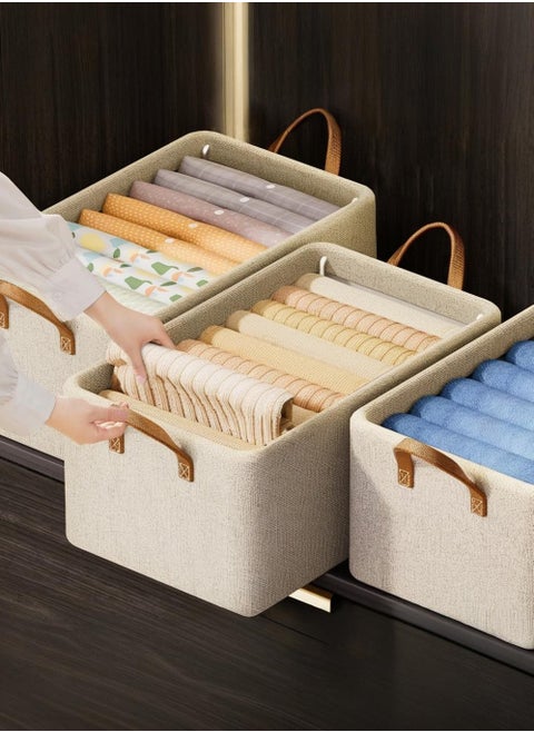 4 PCS Storage Bins, Storage Baskets for Organizing, Fabric Closet Organizers with Handles, Clothes Storage Organizers Foldable, 47*28*28cm