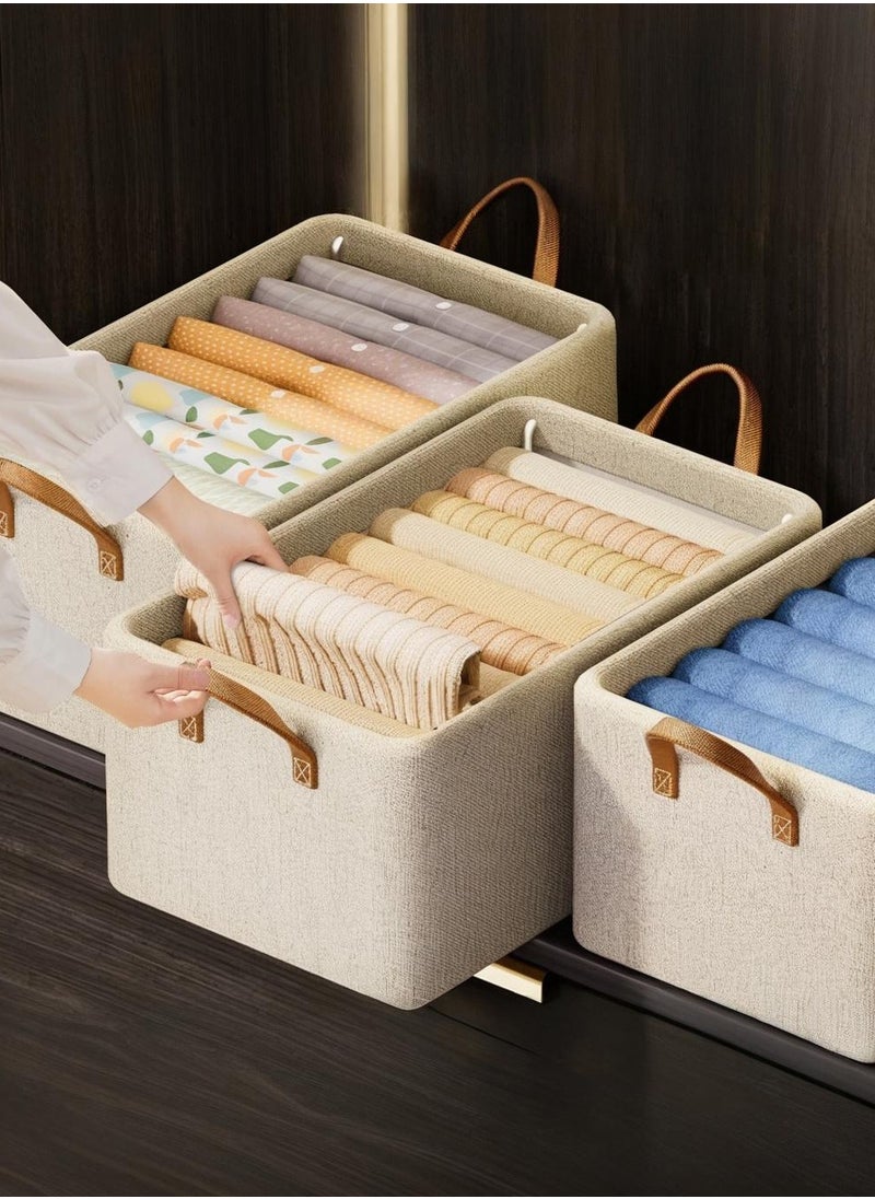 4 PCS Storage Bins, Storage Baskets for Organizing, Fabric Closet Organizers with Handles, Clothes Storage Organizers Foldable, 47*28*28cm